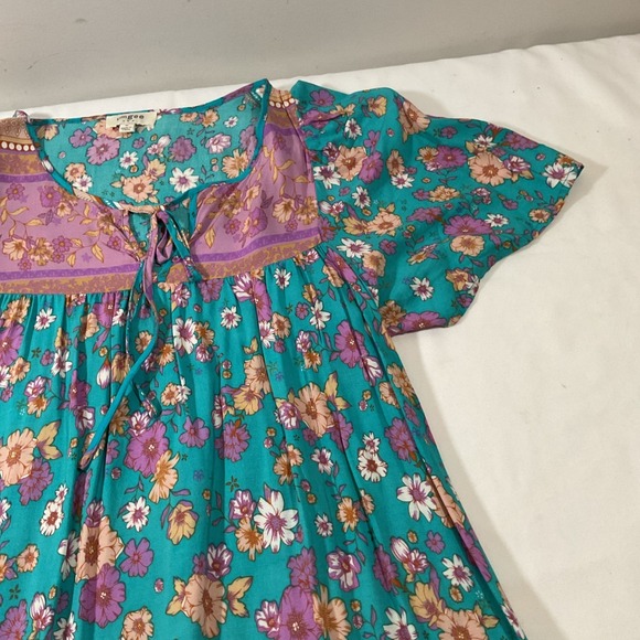 Umgee‎ USA Women's Sz M Dress Floral  A-Line Mini Bohemian Summer H79 - Picture 4 of 8